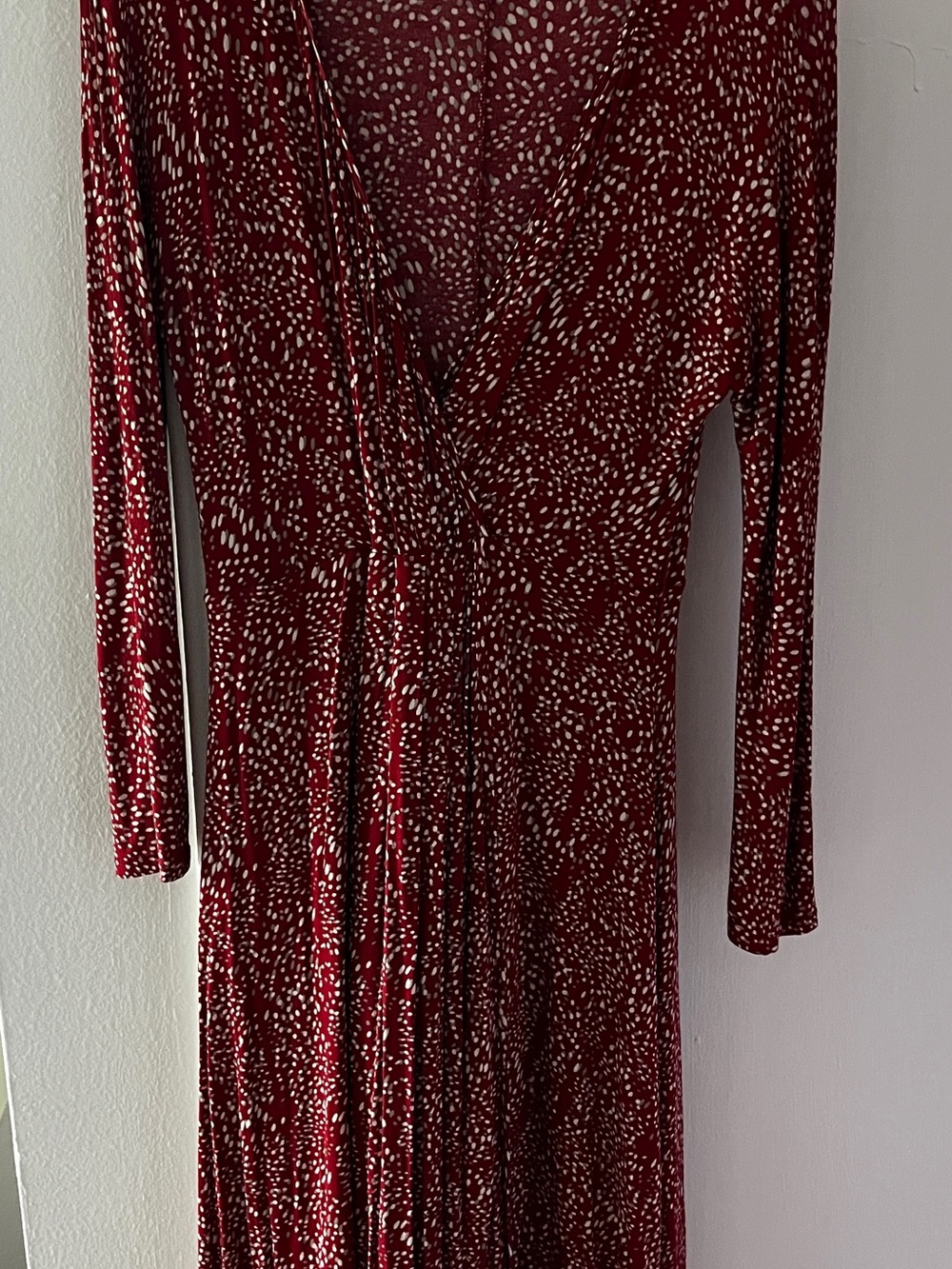 MaxMara Red Printed Long-Sleeve Wrap Dress